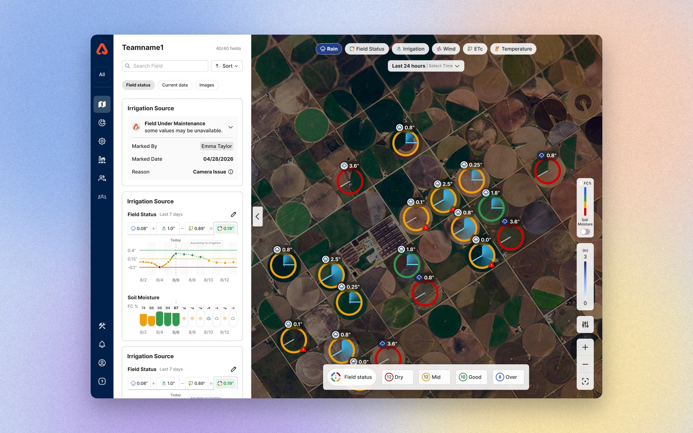 Arable desktop map with field status