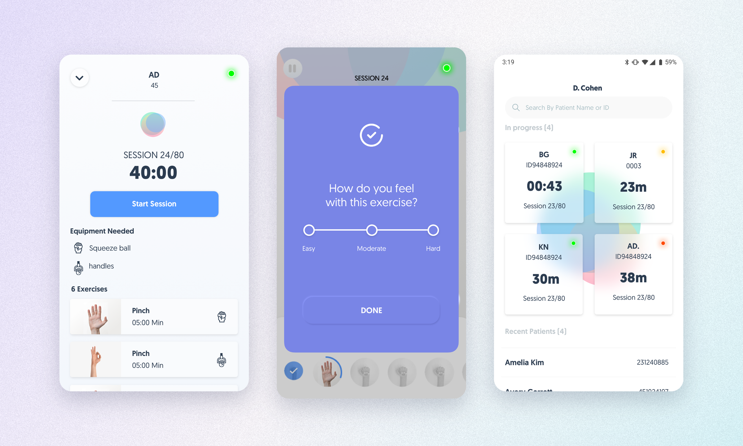 BrainQ app screens