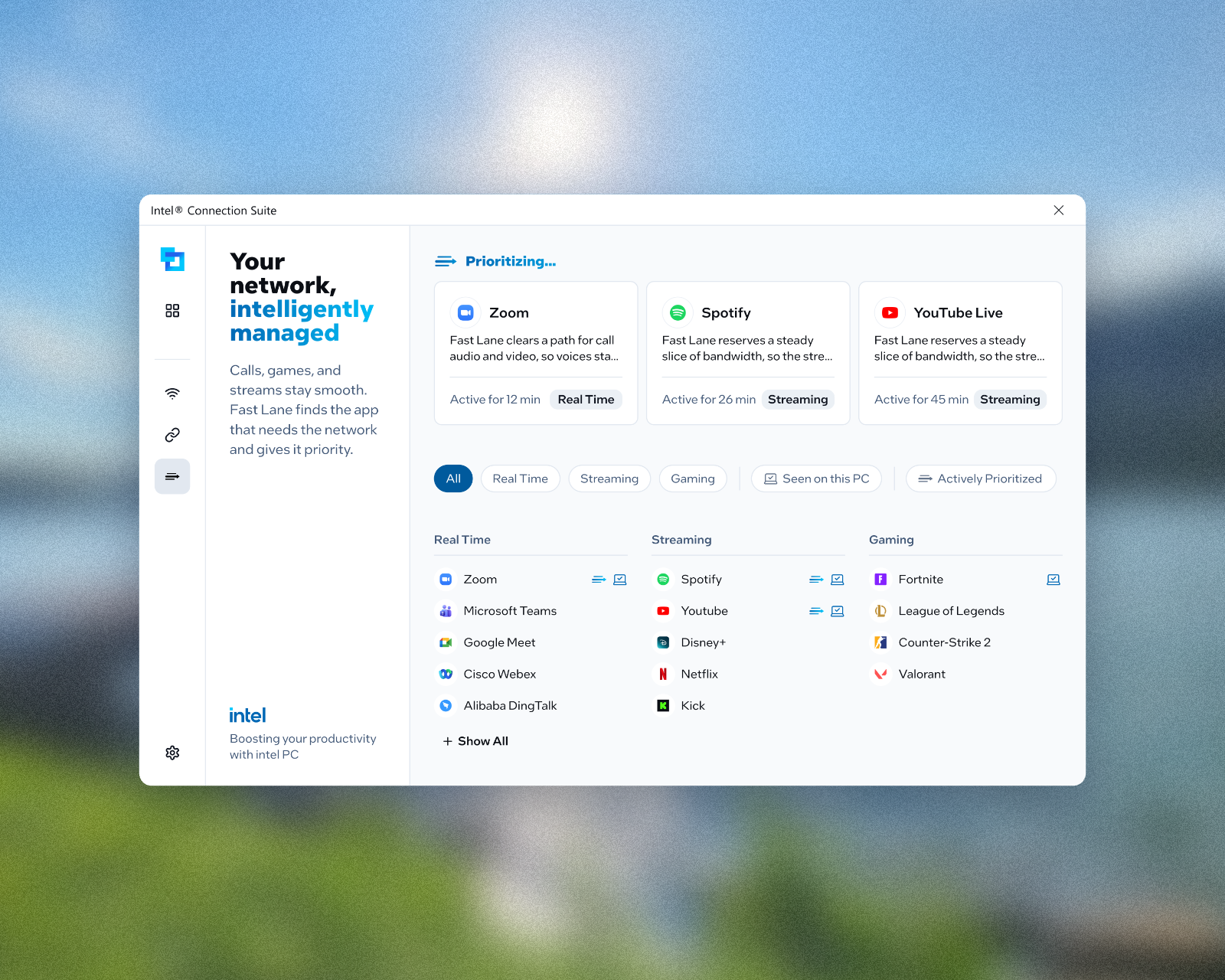 Intel product screens