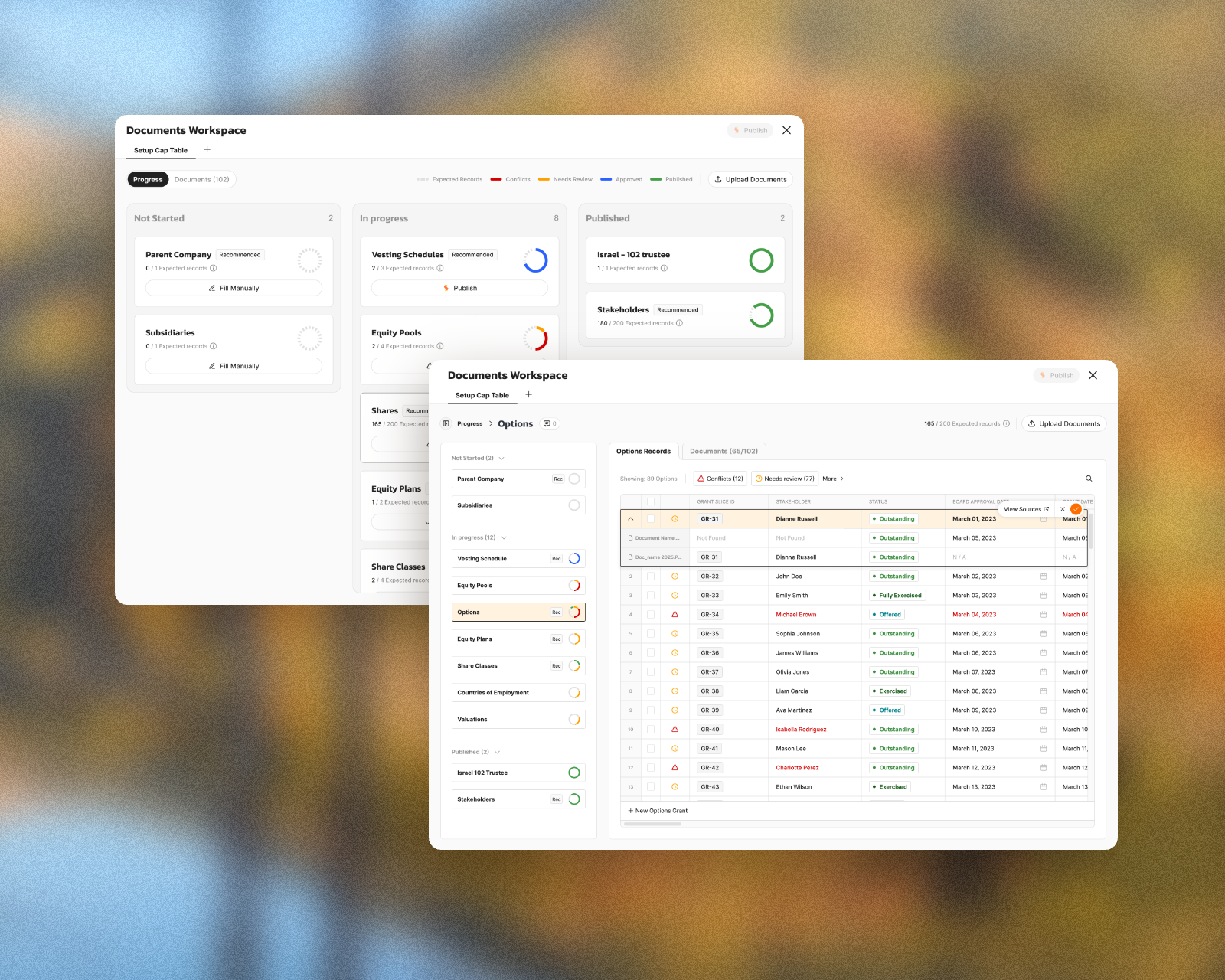 Slice product screens